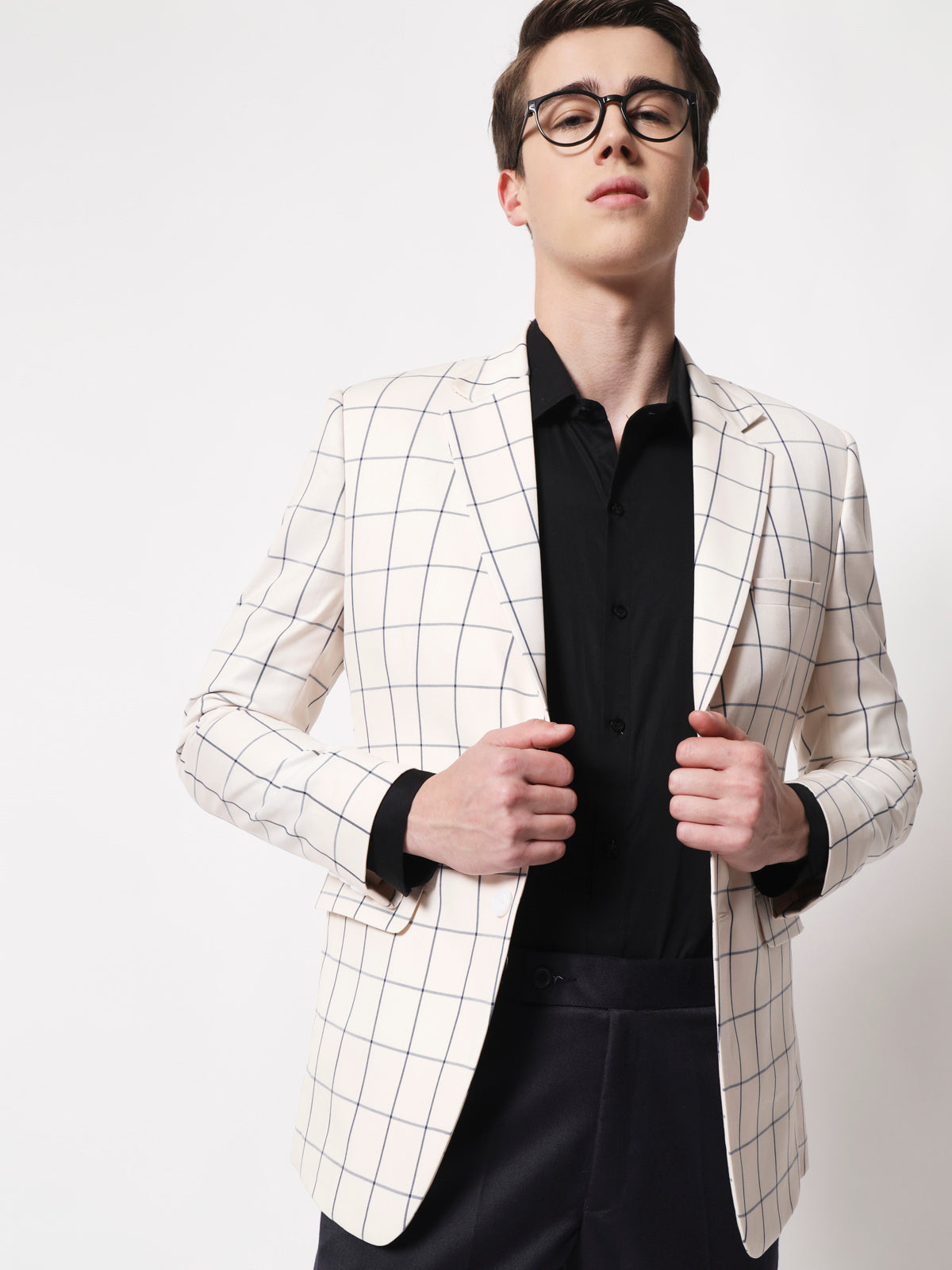 Cream Checked Blazer