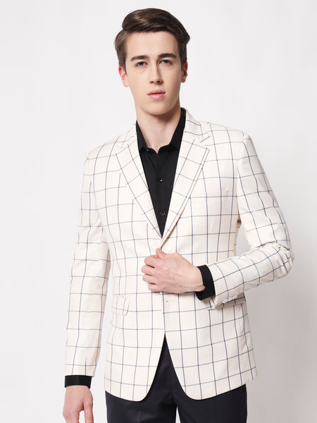 Cream Checked Blazer