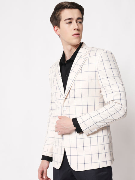 Cream Checked Blazer