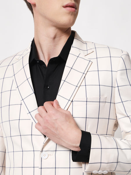 Cream Checked Blazer