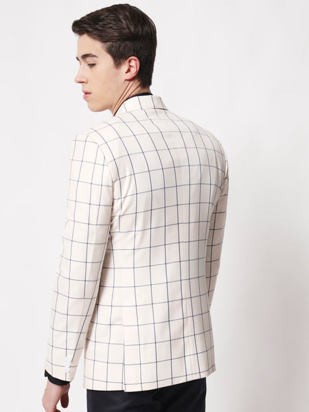 Cream checked blazer clearance