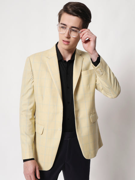 Light Yellow Checked Blazer