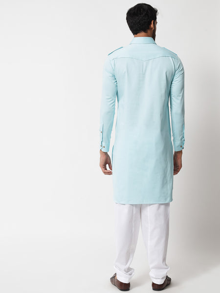 Coral Blue Pathani Kurta