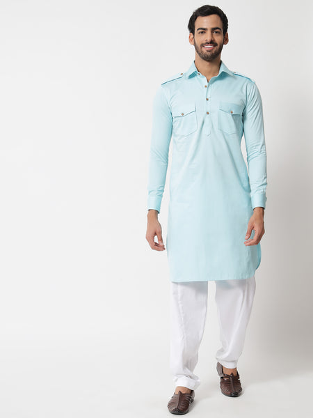 Coral Blue Pathani Kurta