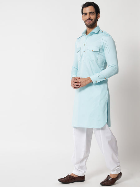 Coral Blue Pathani Kurta