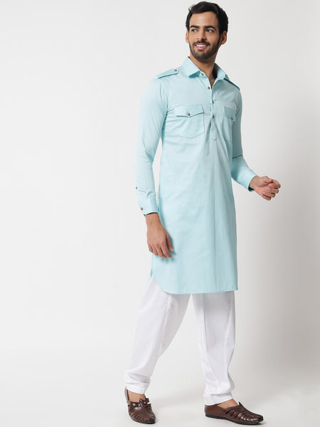 Coral Blue Pathani Kurta