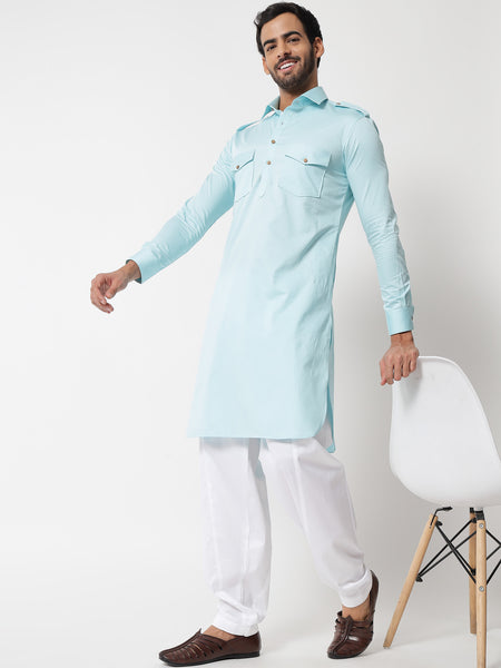 Coral Blue Pathani Kurta