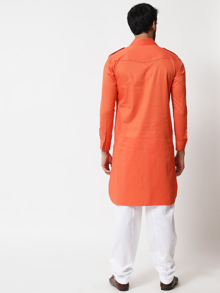 Orange Pathani Kurta