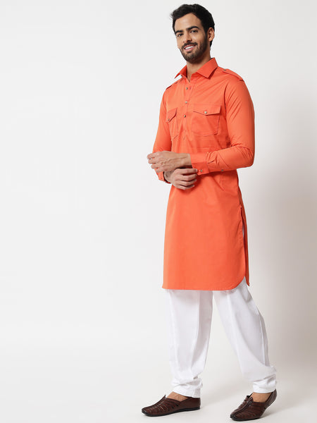 Orange Pathani Kurta