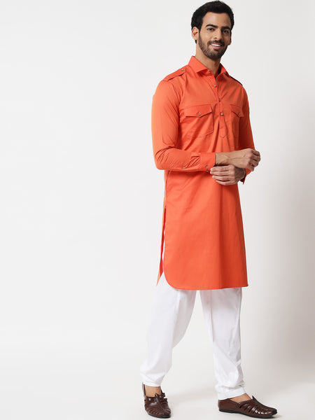 Orange Pathani Kurta