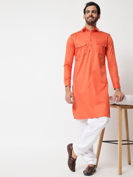 Orange Pathani Kurta