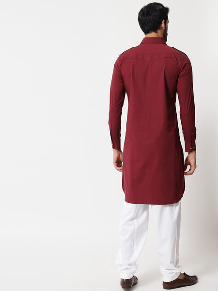 Maroon Pathani Kurta