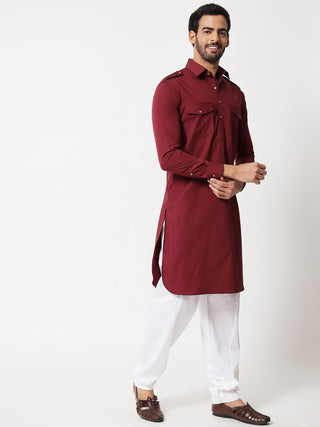 Maroon Pathani Kurta