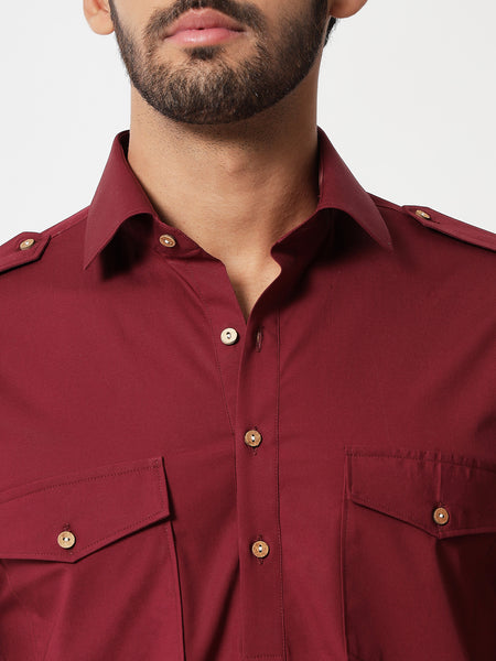 Maroon Pathani Kurta