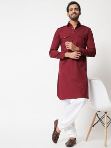 Maroon Pathani Kurta