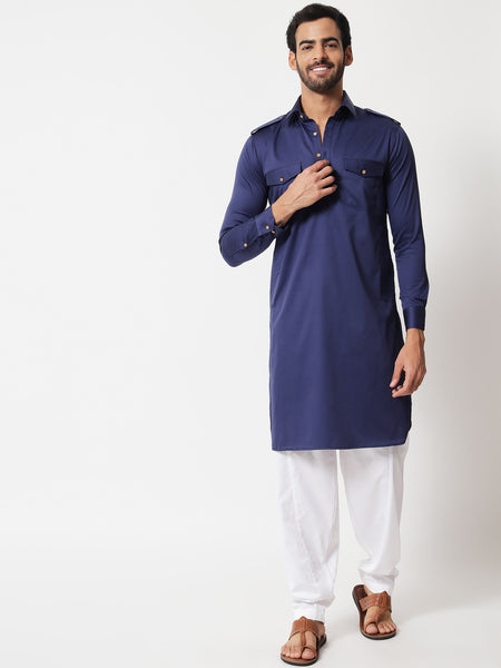 Blue Pathani Kurta