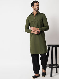 Olive Pathani Kurta