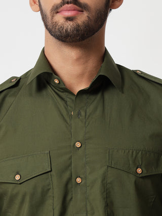 Olive Pathani Kurta