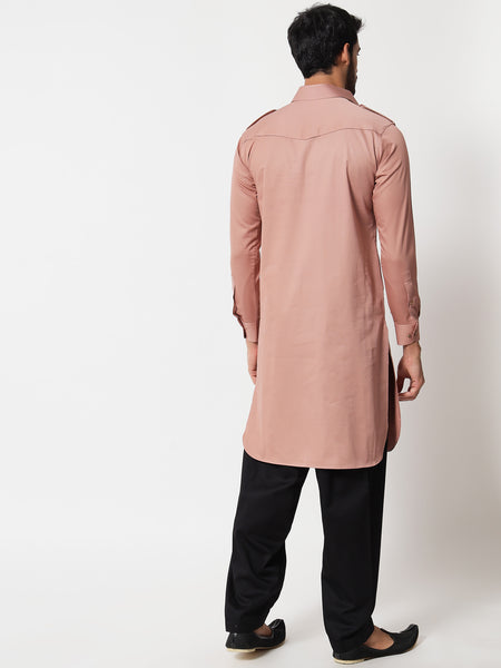 Salmon Pink Pathani Kurta