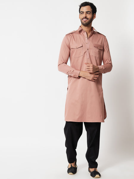 Salmon Pink Pathani Kurta