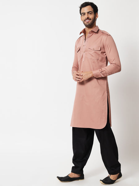 Salmon Pink Pathani Kurta