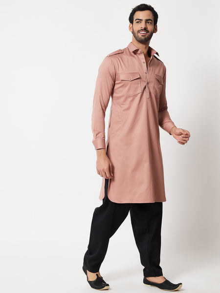 Salmon Pink Pathani Kurta