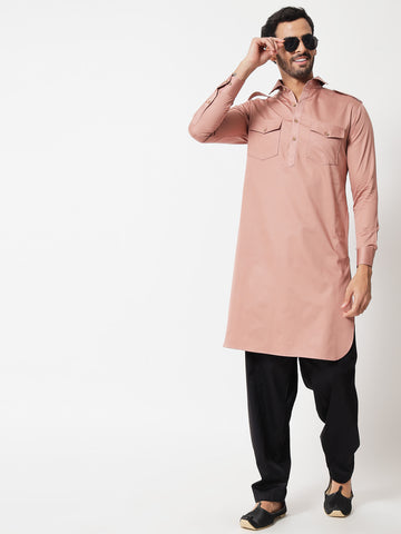 Salmon Pink Pathani Kurta