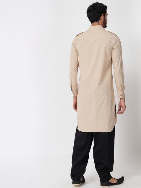 Beige Pathani Kurta