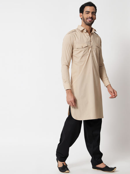 Beige Pathani Kurta