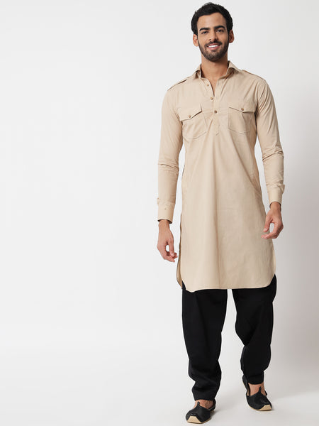 Beige Pathani Kurta