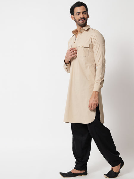 Beige Pathani Kurta