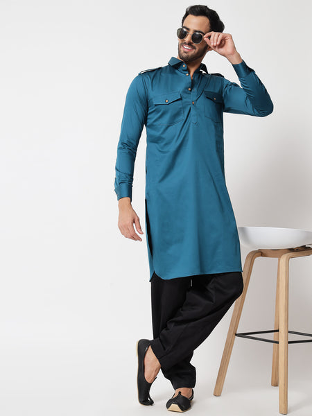 Teal Blue Pathani Kurta