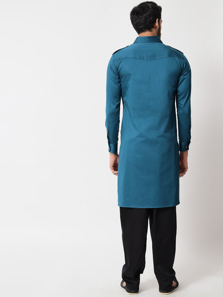 Teal Blue Pathani Kurta