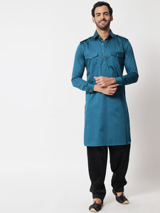 Teal Blue Pathani Kurta