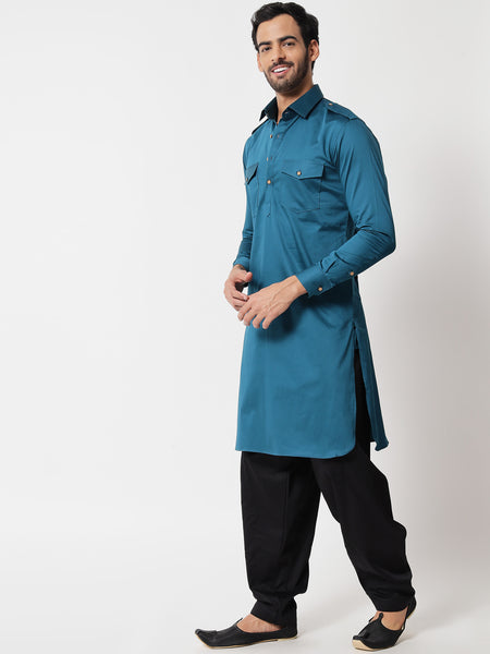 Teal Blue Pathani Kurta