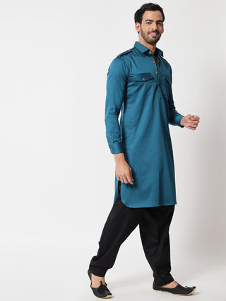 Teal Blue Pathani Kurta