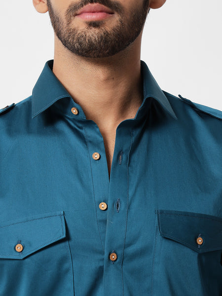 Teal Blue Pathani Kurta