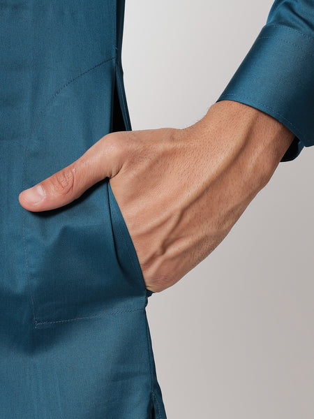 Teal Blue Pathani Kurta