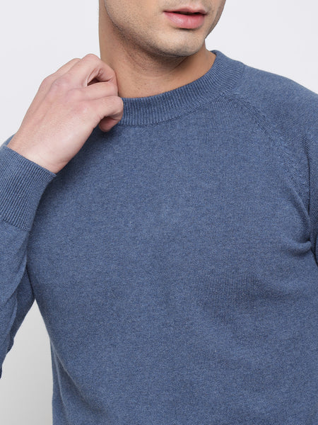Steel Blue Basic Soft Sweater For Men 3