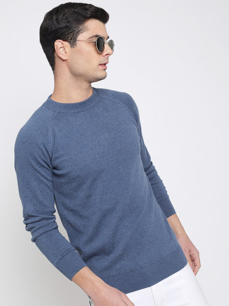 Steel Blue Basic Soft Sweater For Men 4