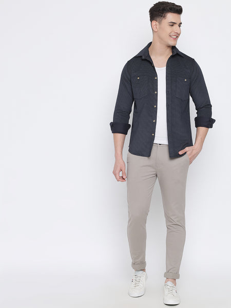 Grey Houndstooth Corduroy Shirt