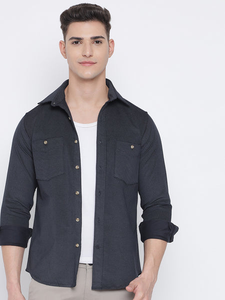 Grey Houndstooth Corduroy Shirt