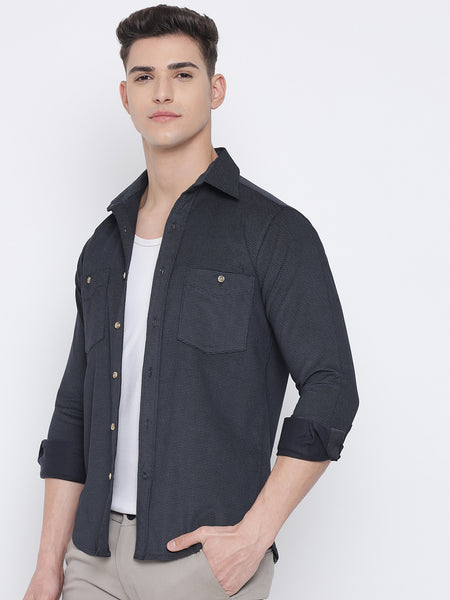 Grey Houndstooth Corduroy Shirt