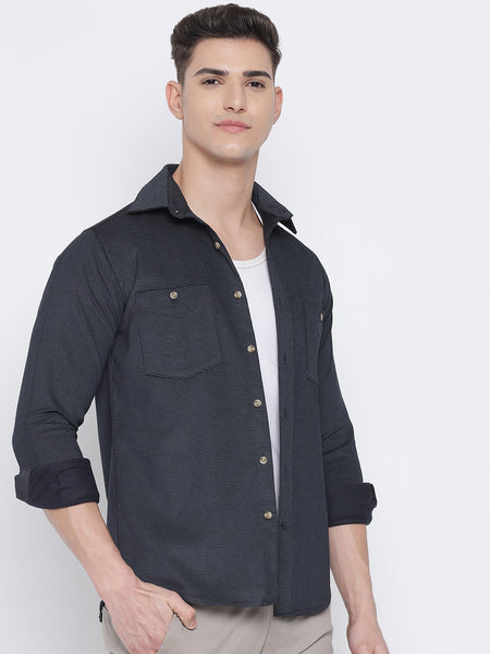 Grey Houndstooth Corduroy Shirt