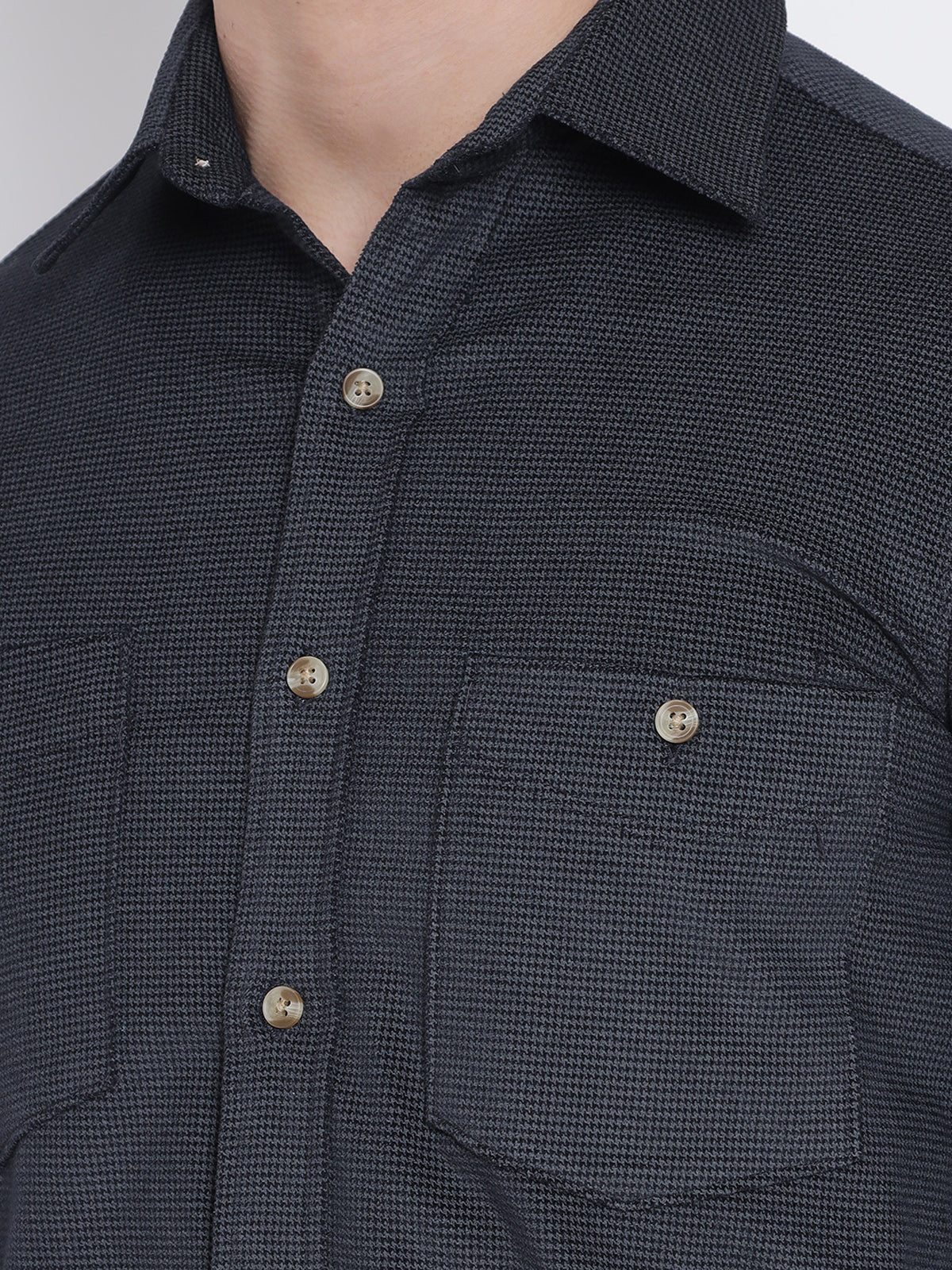 Grey Houndstooth Corduroy Shirt