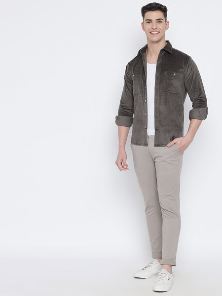 Olive Coloured Corduroy Shirt