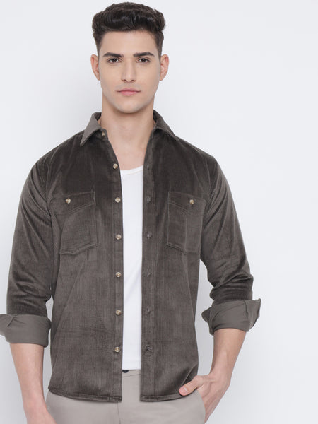 Olive Coloured Corduroy Shirt