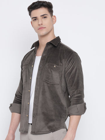 Olive Coloured Corduroy Shirt