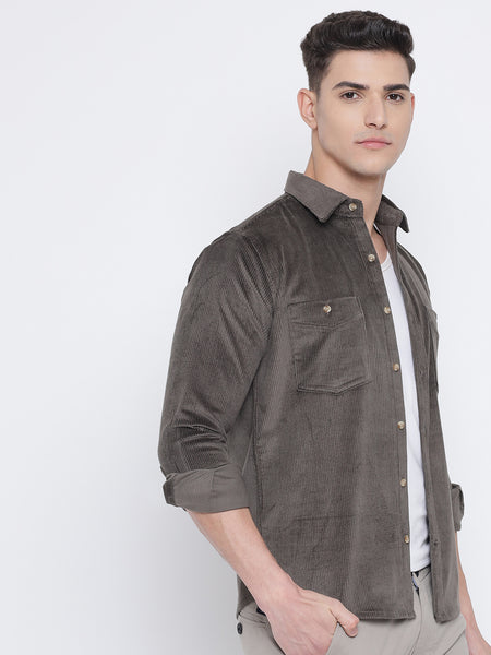 Olive Coloured Corduroy Shirt