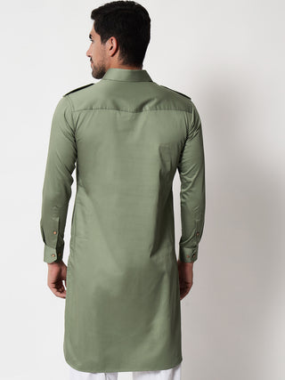 Sage Green Pathani Kurta